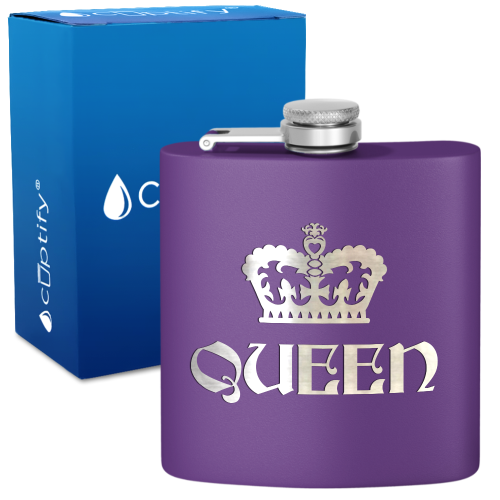 Queen Crown 6 oz Stainless Steel Hip Flask