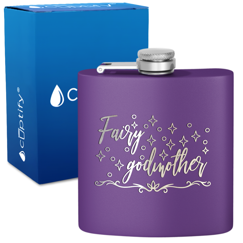 Fairy Godmother 6 oz Stainless Steel Hip Flask