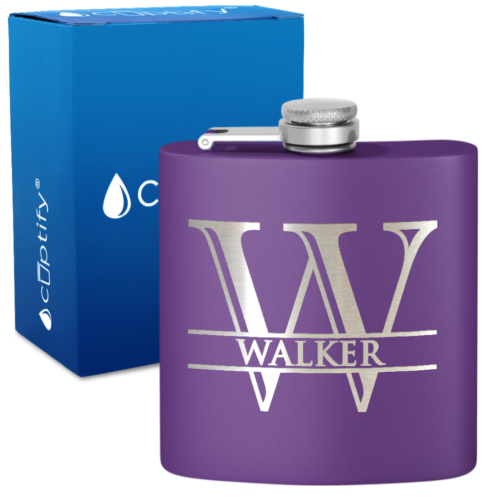 Personalized Split Script 6oz Hip Flask