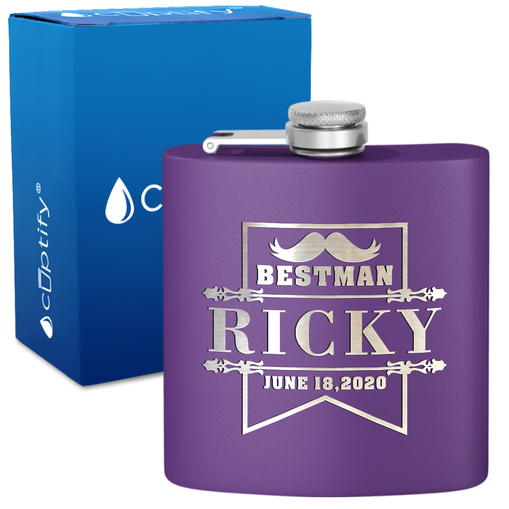 Personalized Groomsman Banner 6 oz Stainless Steel Hip Flask