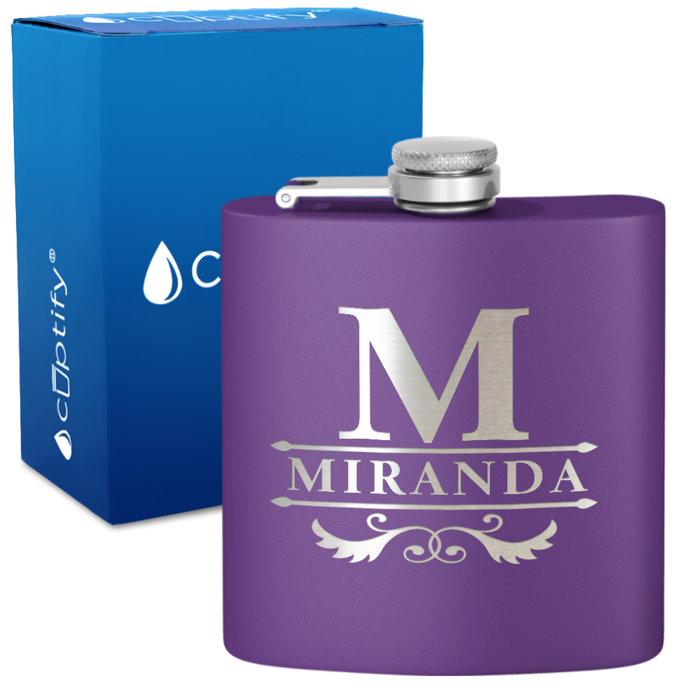 Personalized Initial Style 6oz Hip Flask