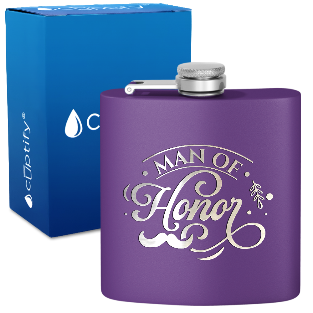 Man of Honor 6 oz Stainless Steel Hip Flask