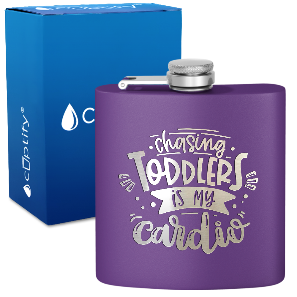 Chasing Toddlers Is My Cardio 6 oz Stainless Steel Hip Flask