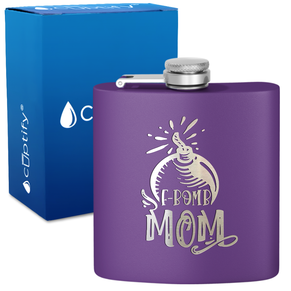 F-Bomb Mom 6 oz Stainless Steel Hip Flask