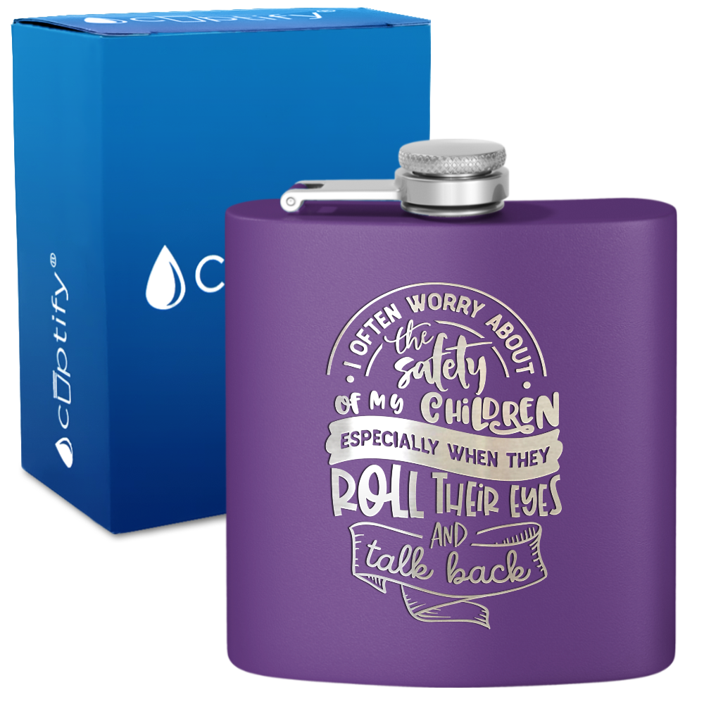 I Often Worry About The Safety 6 oz Stainless Steel Hip Flask