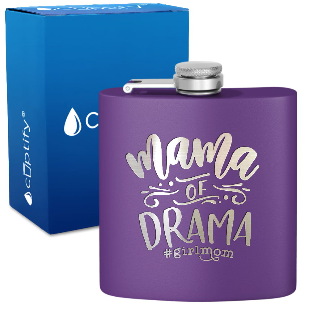 Mama of Drama 6 oz Stainless Steel Hip Flask