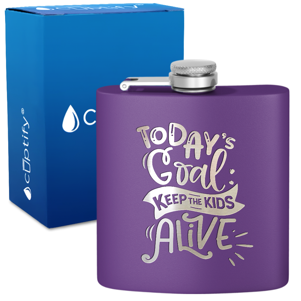 Keep The Kids Alive 6 oz Stainless Steel Hip Flask