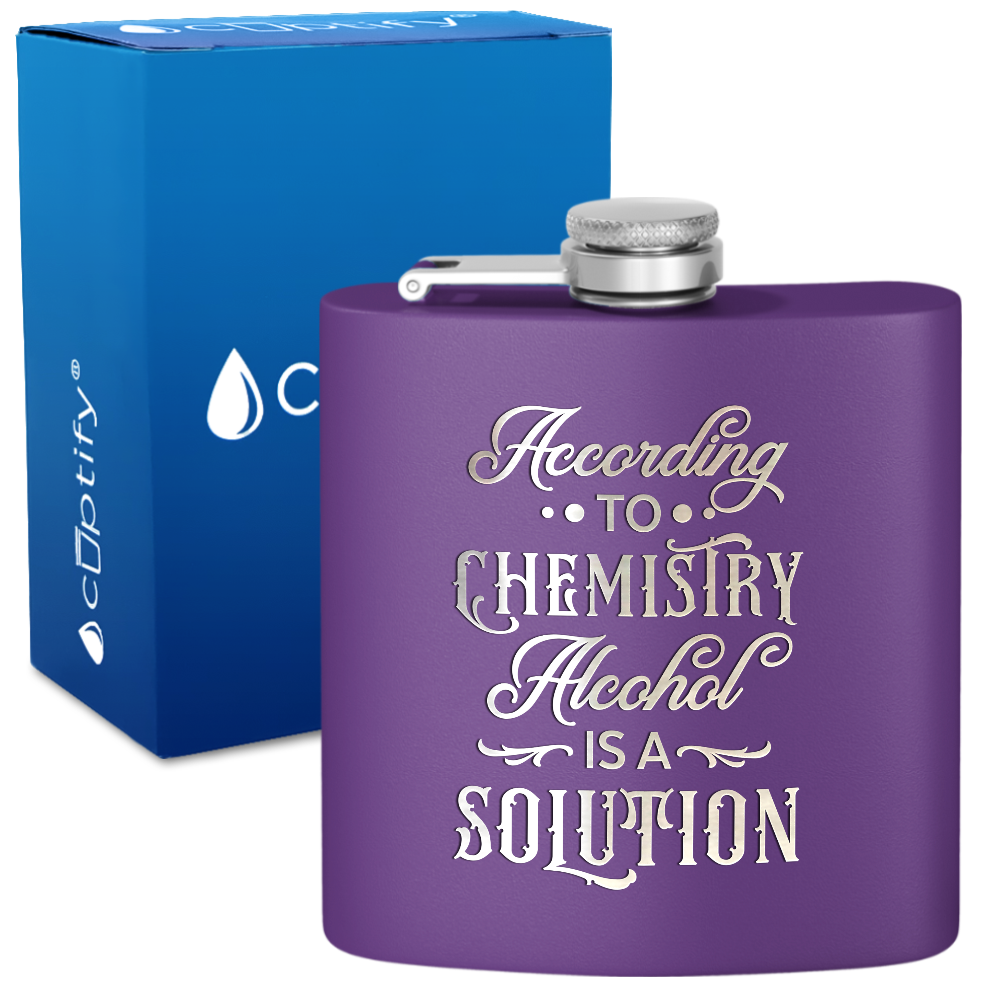 According To Chemistry 6 oz Stainless Steel Hip Flask