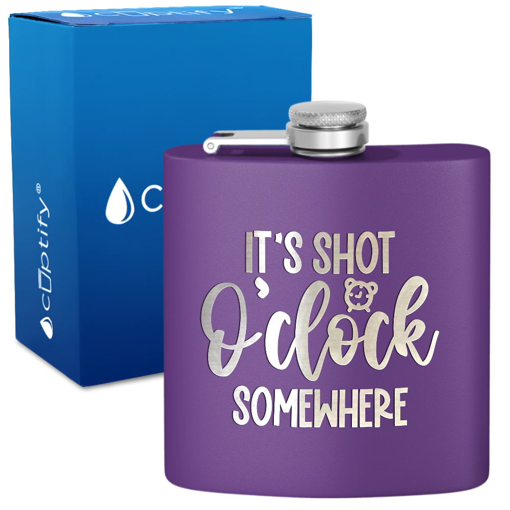 Its Shot O Clock 6 oz Stainless Steel Hip Flask