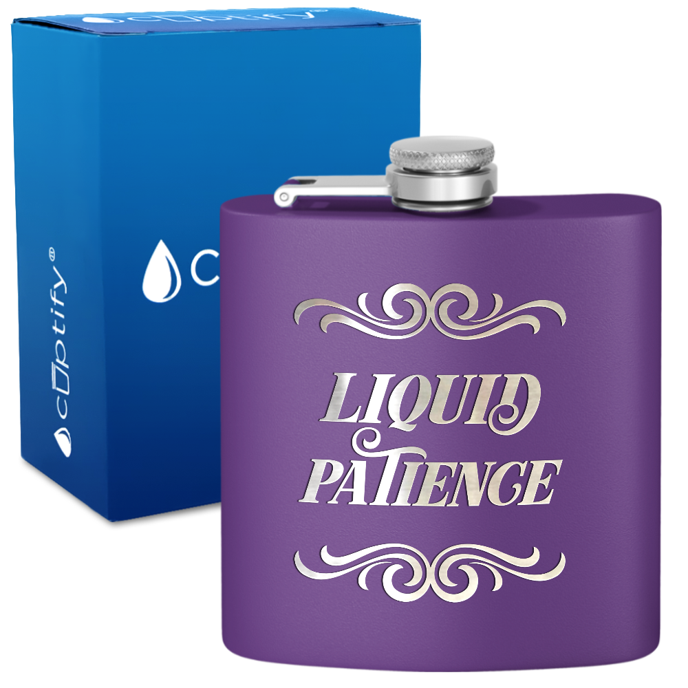 Liquid Patience 6 oz Stainless Steel Hip Flask