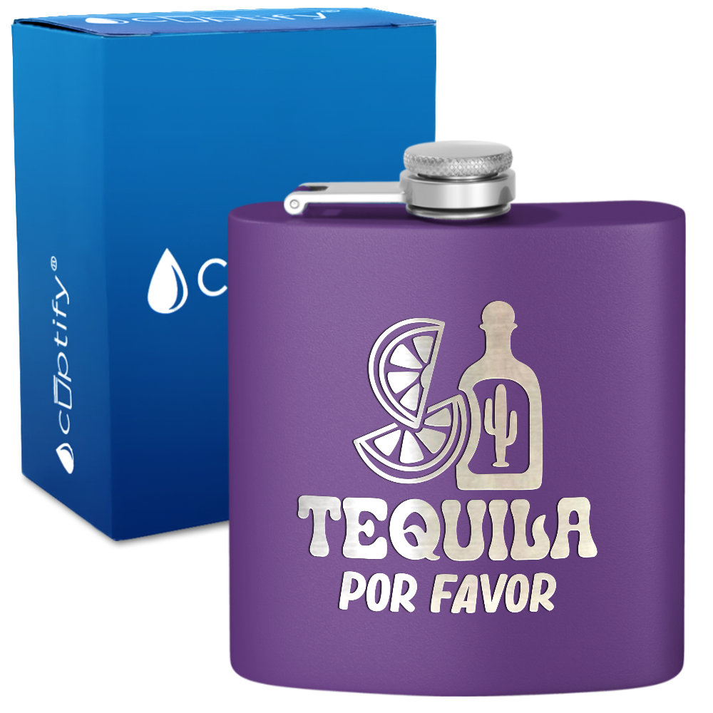 Tequila Por Favor 6 oz Stainless Steel Hip Flask