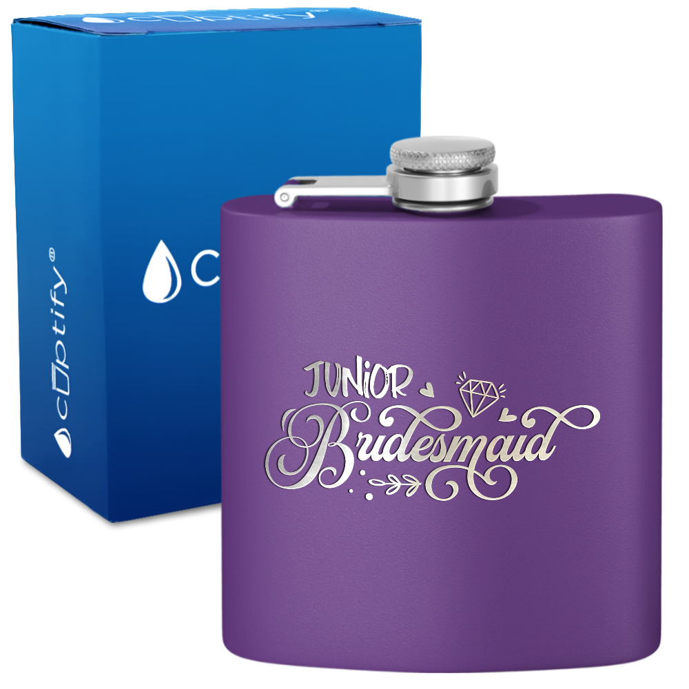 Junior Bridesmaid 6 oz Stainless Steel Hip Flask