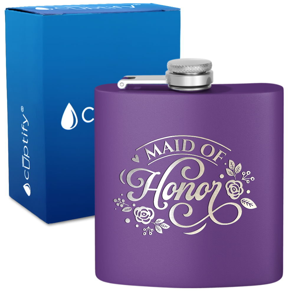 Maid of Honor 6 oz Stainless Steel Hip Flask