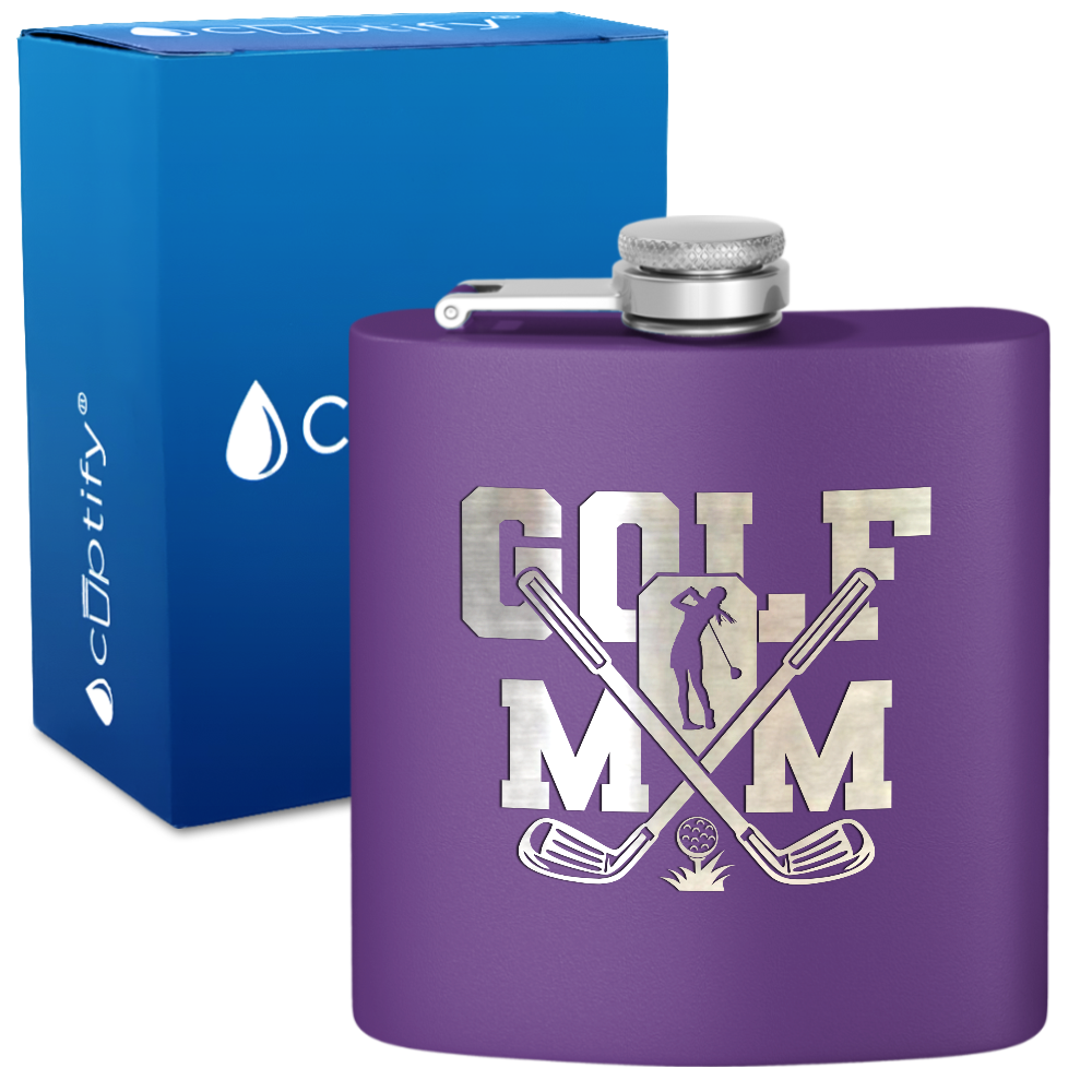 Golf Mom 6oz Stainless Steel Hip Flask