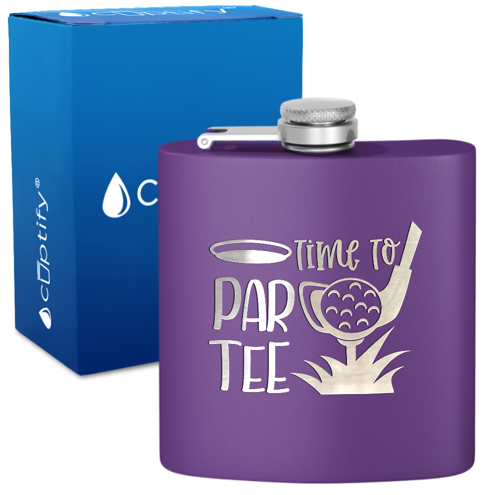 Golf Time to Par-tee 6oz Stainless Steel Hip Flask