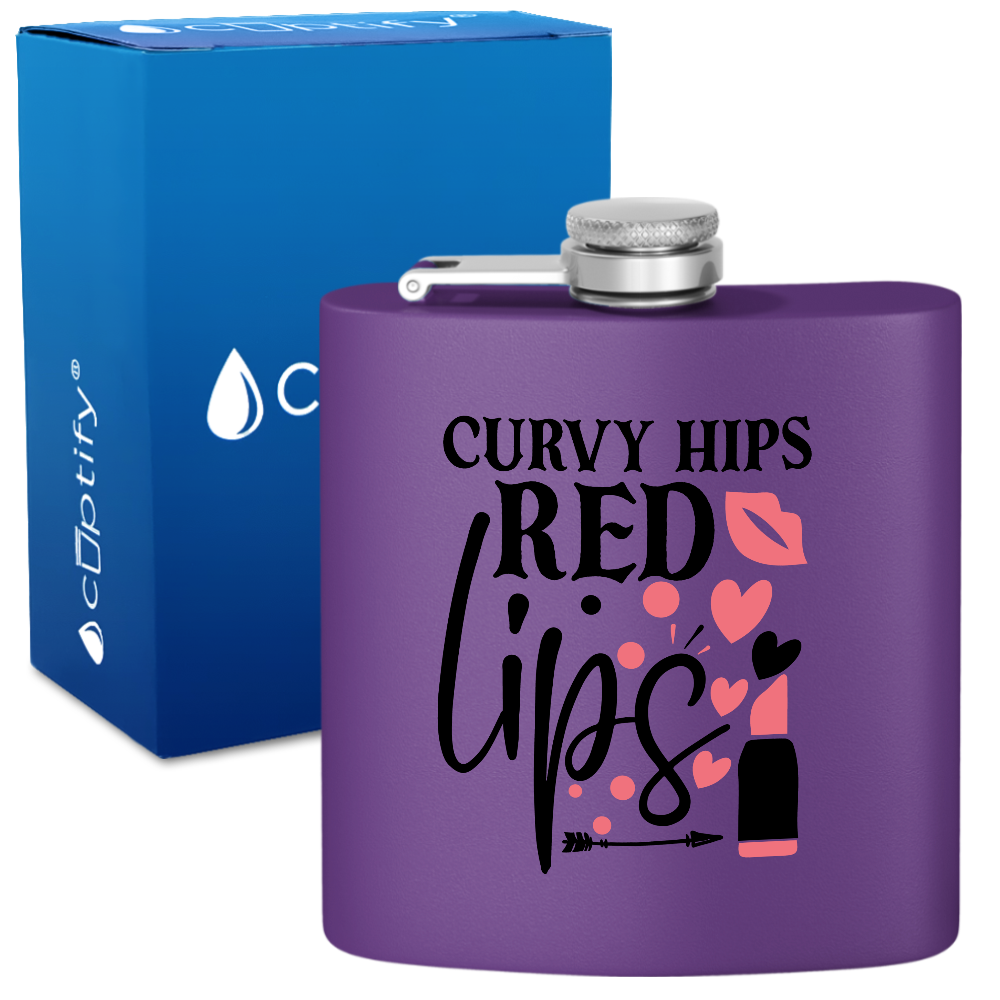 Curvy Hips Red Lips 6oz Stainless Steel Hip Flask