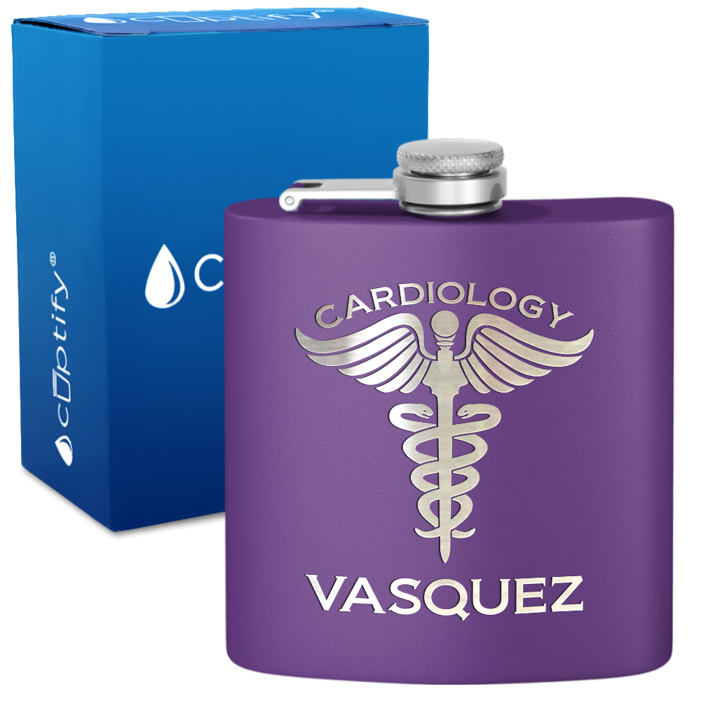 Personalized Cardiology 6oz Stainless Steel Hip Flask