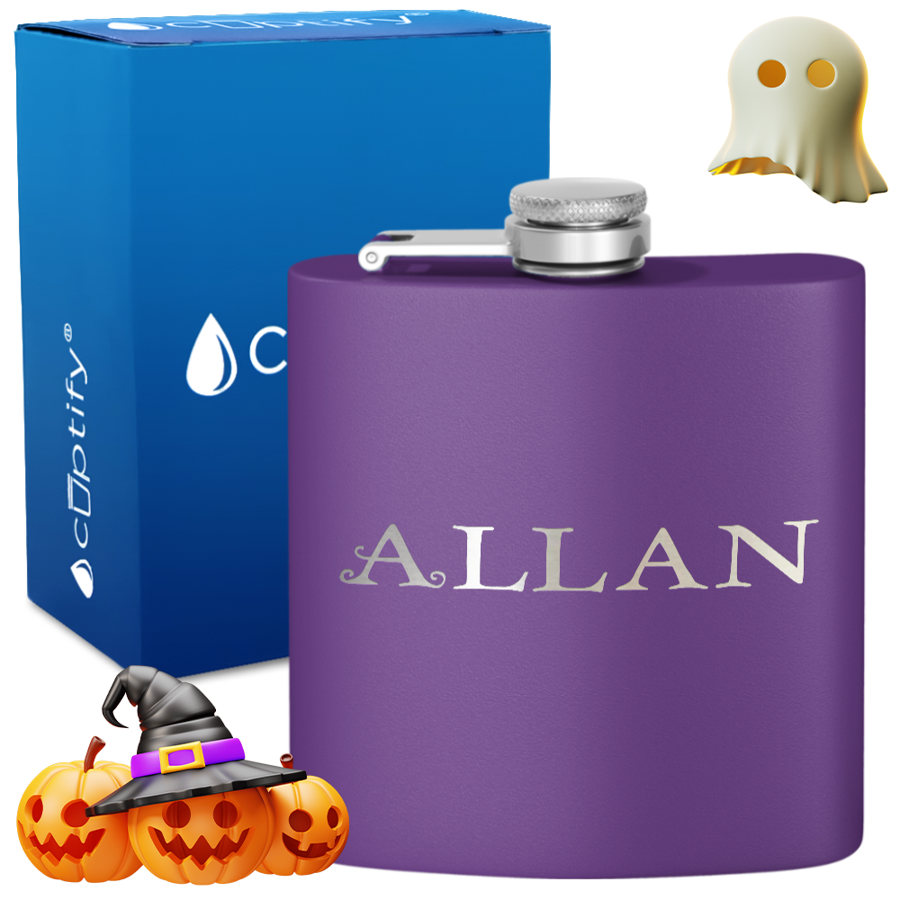 Personalized Eerie Halloween Font 6oz Hip Flask