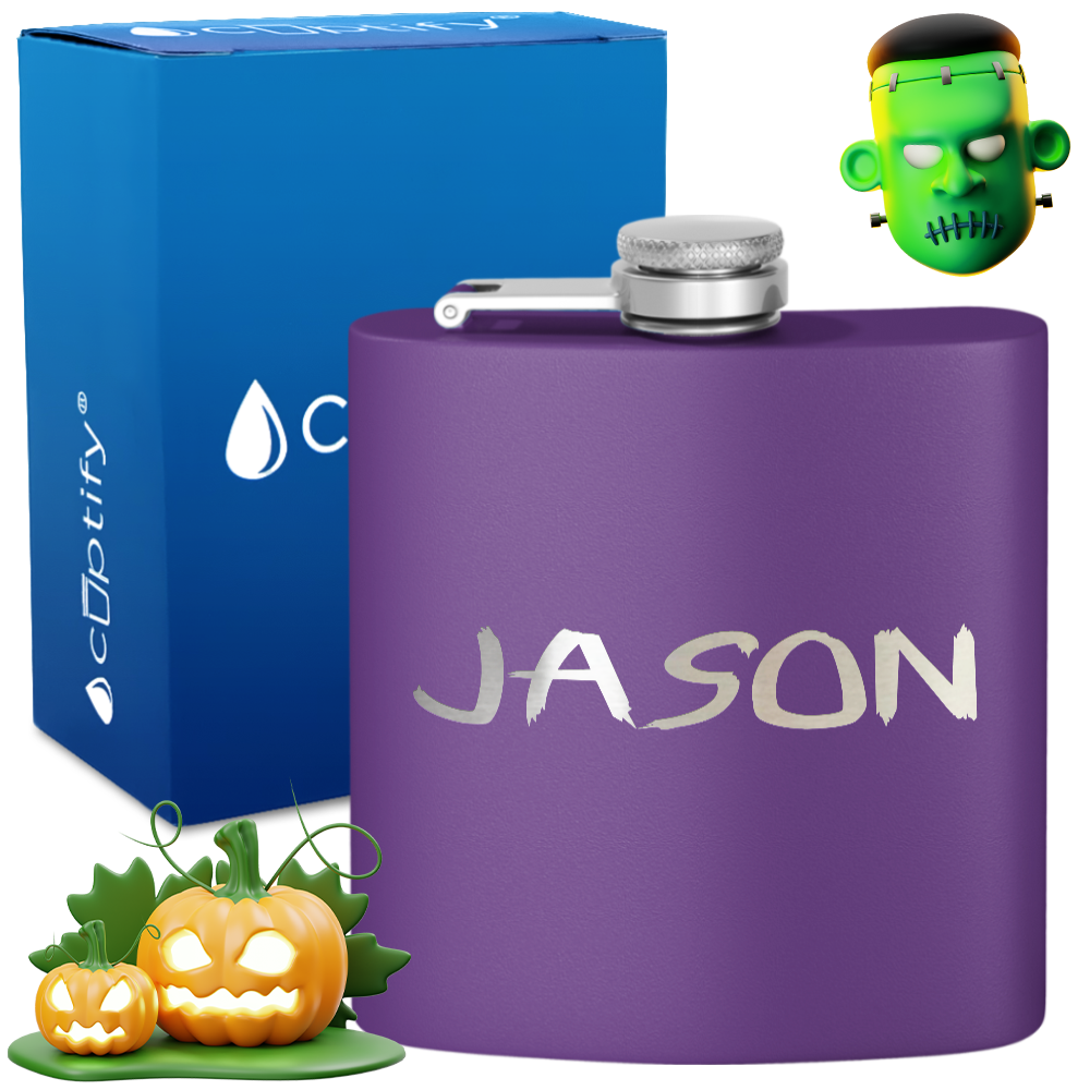 Personalized Scary Halloween Font 6oz Hip Flask