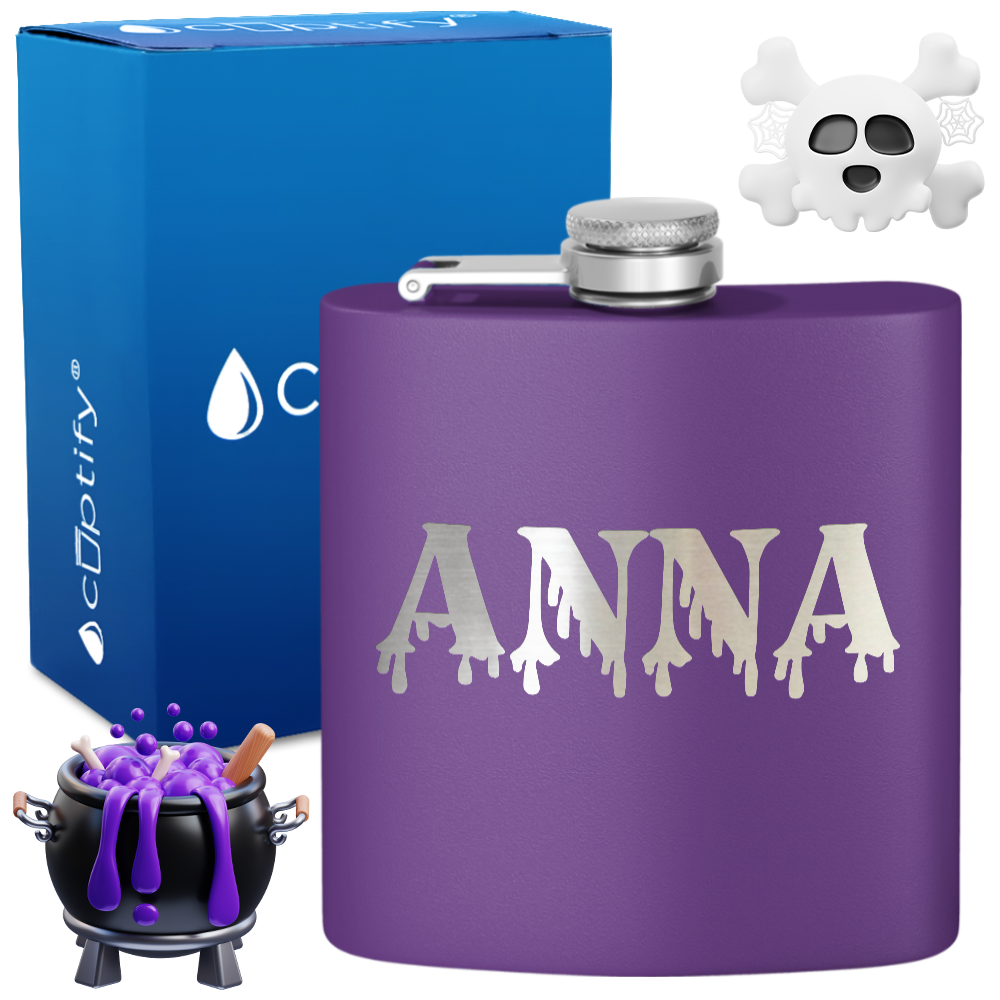 Personalized Bloody Halloween Font 6oz Hip Flask