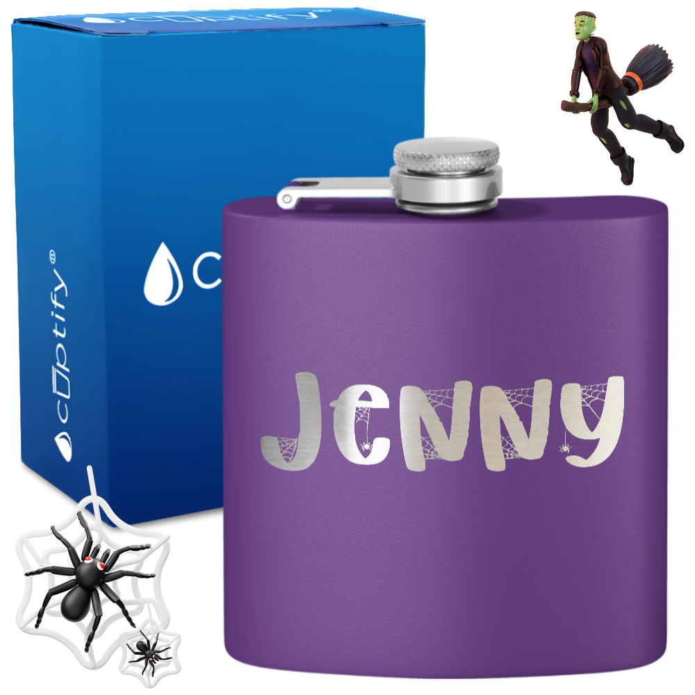 Personalized Spooky Halloween Font 6oz Hip Flask
