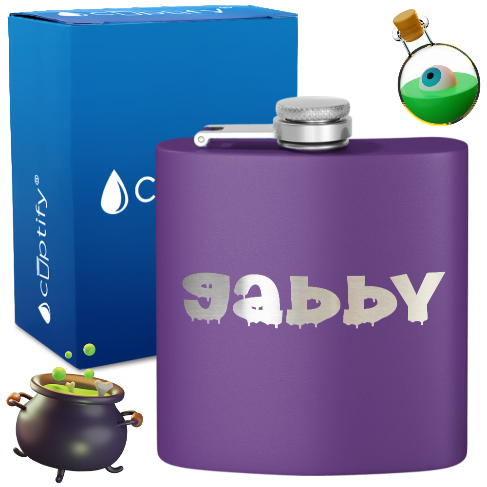 Personalized Haunted Halloween Font 6oz Hip Flask