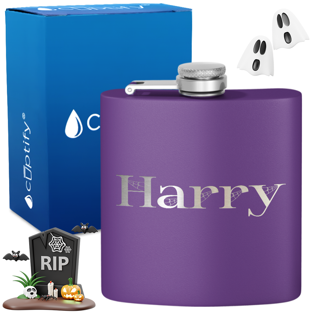 Personalized Wicked Halloween Font 6oz Hip Flask