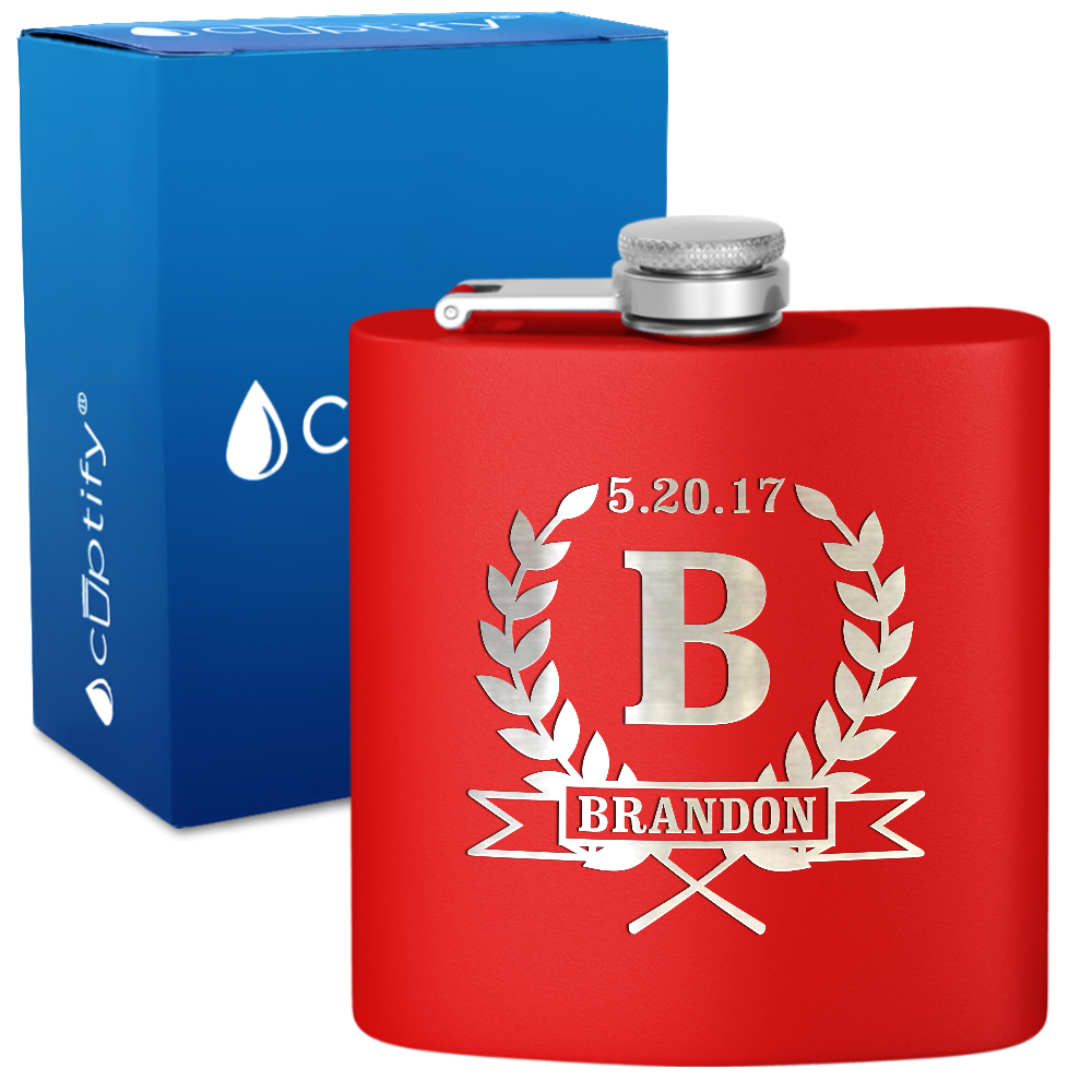 Personalized Groomsmen 6 oz Stainless Steel Hip Flask