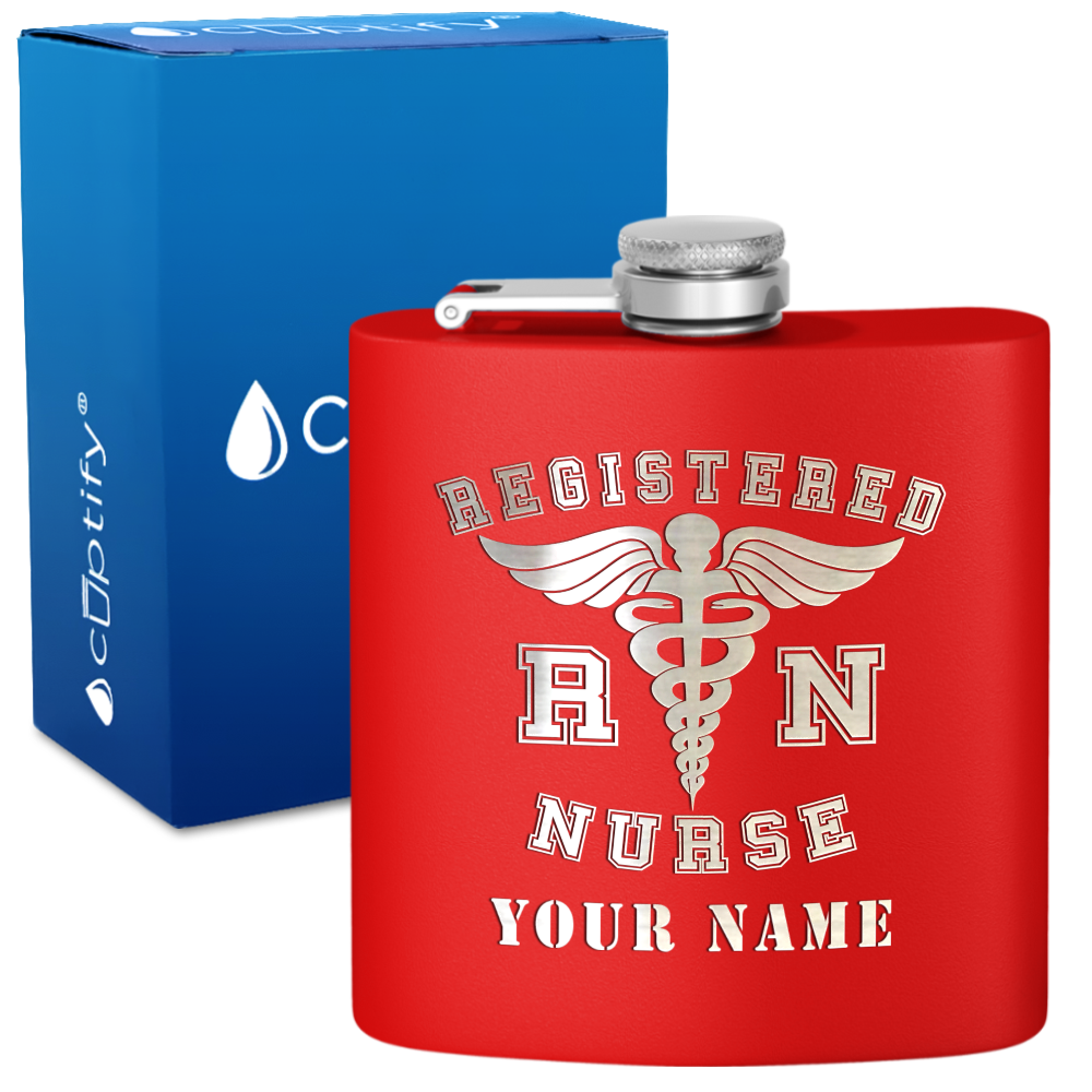 Personalized RN Registered Nurse 6oz Stainless Steel Hip Flask