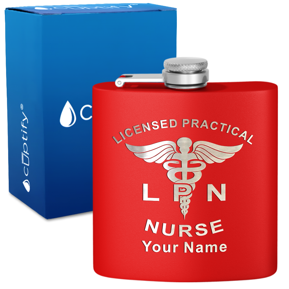 Personalized LPN Licensed Practical Nurse 6oz Stainless Steel Hip Flask