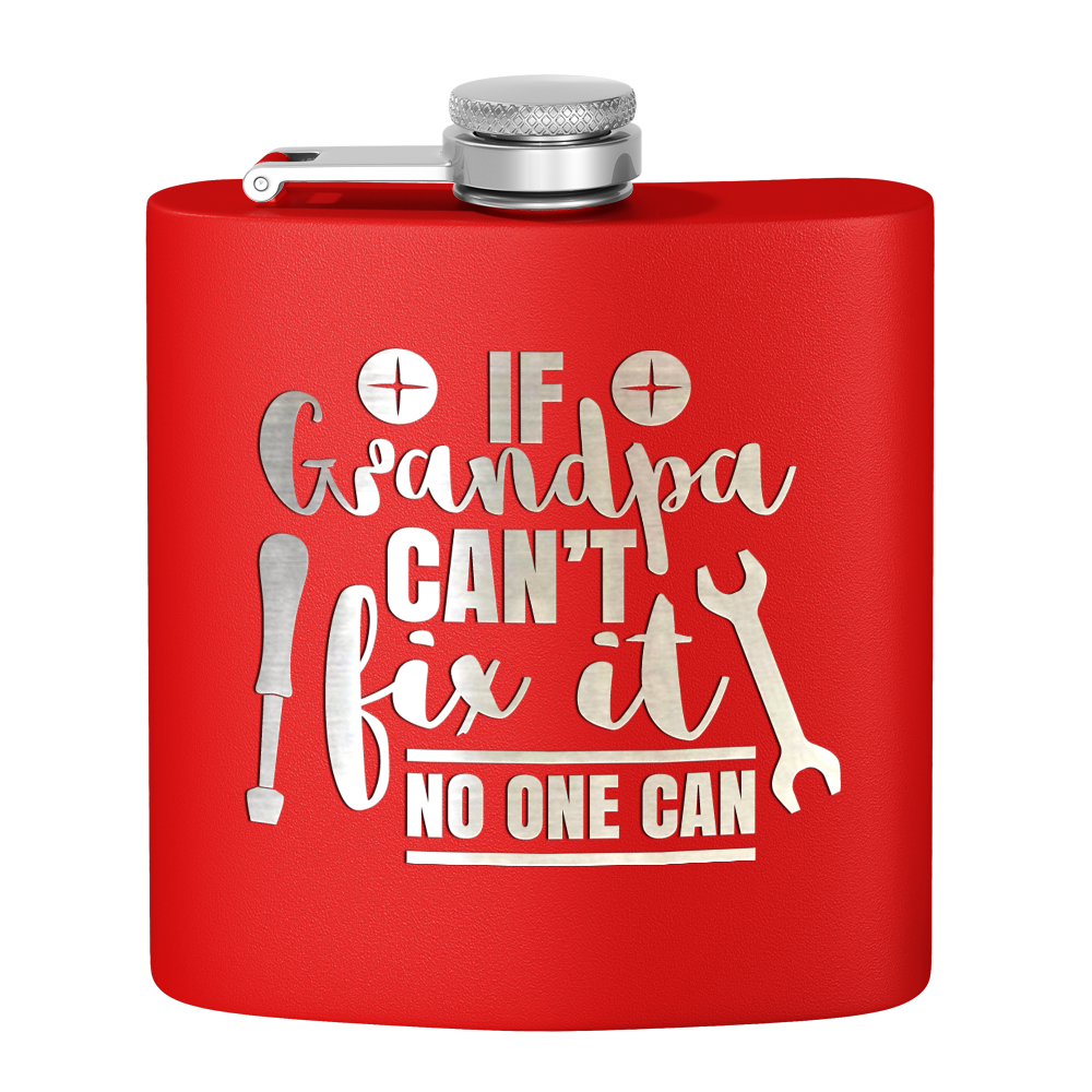 Grandpa Can Fix It 6 oz Stainless Steel Hip Flask