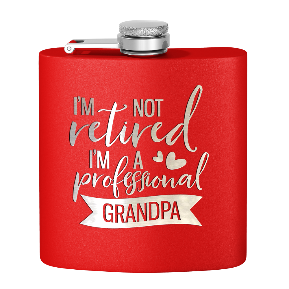 Professional Grandpa 6 oz Stainless Steel Hip Flask