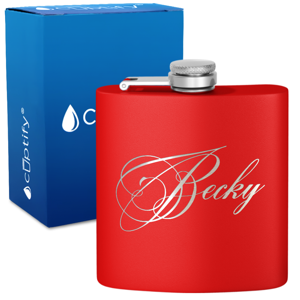 Personalized Decorative Script 6oz Hip Flask