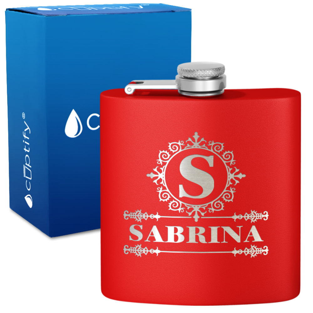 Personalized Ultramodern Initial and Name 6oz Hip Flask