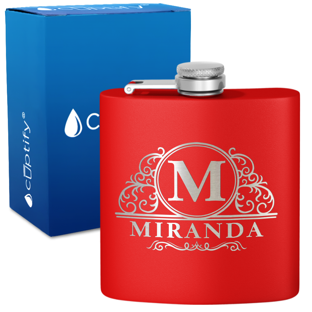 Personalized Elaborate Circle 6oz Hip Flask