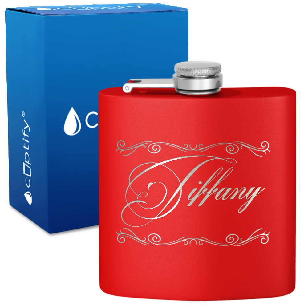 Personalized Scroll Script 6oz Hip Flask
