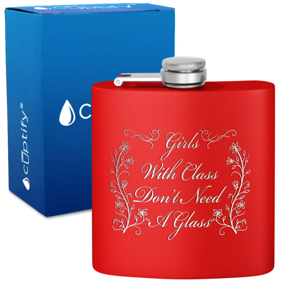 Girls with Class Flowers 6 oz Stainless Steel Hip Flask