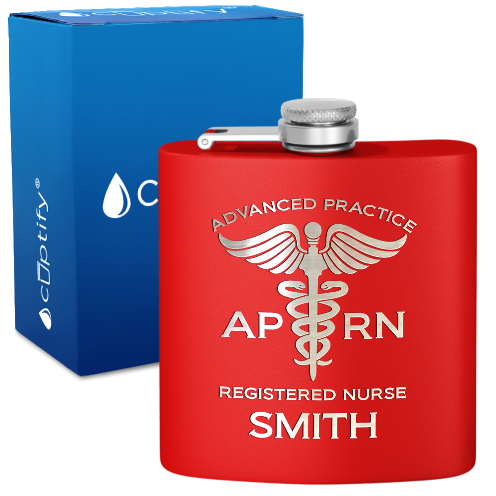 Personalized APRN Advanced Practice Registered Nurse 6oz Stainless Steel Hip Flask
