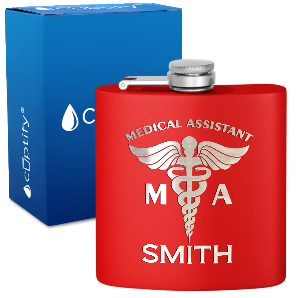 Personalized MA Medical Assistant 6oz Stainless Steel Hip Flask