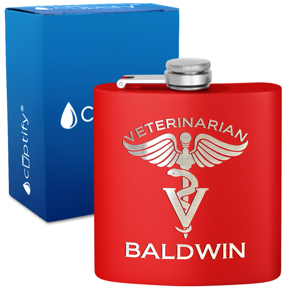 Personalized Veterinarian 6oz Stainless Steel Hip Flask