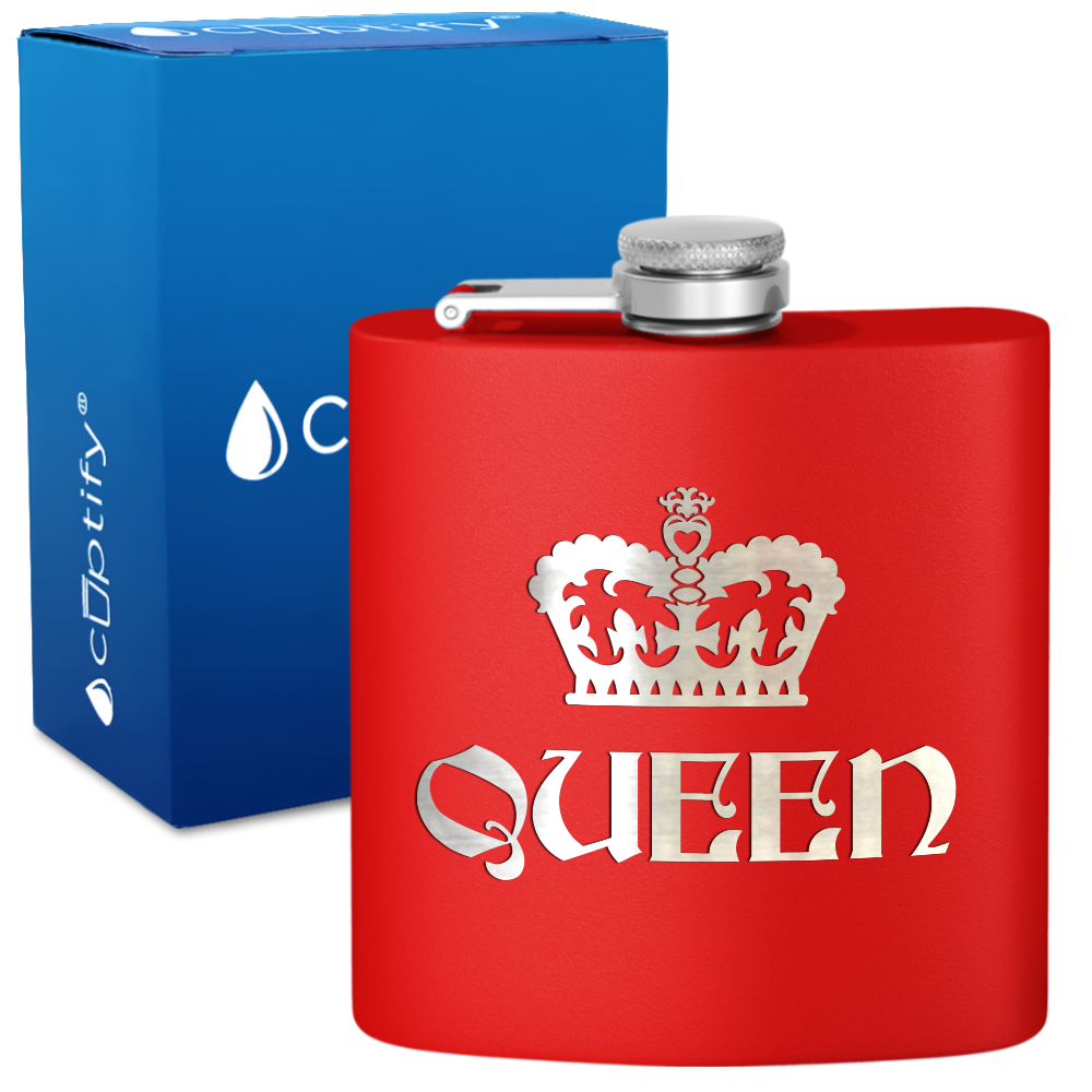 Queen Crown 6 oz Stainless Steel Hip Flask