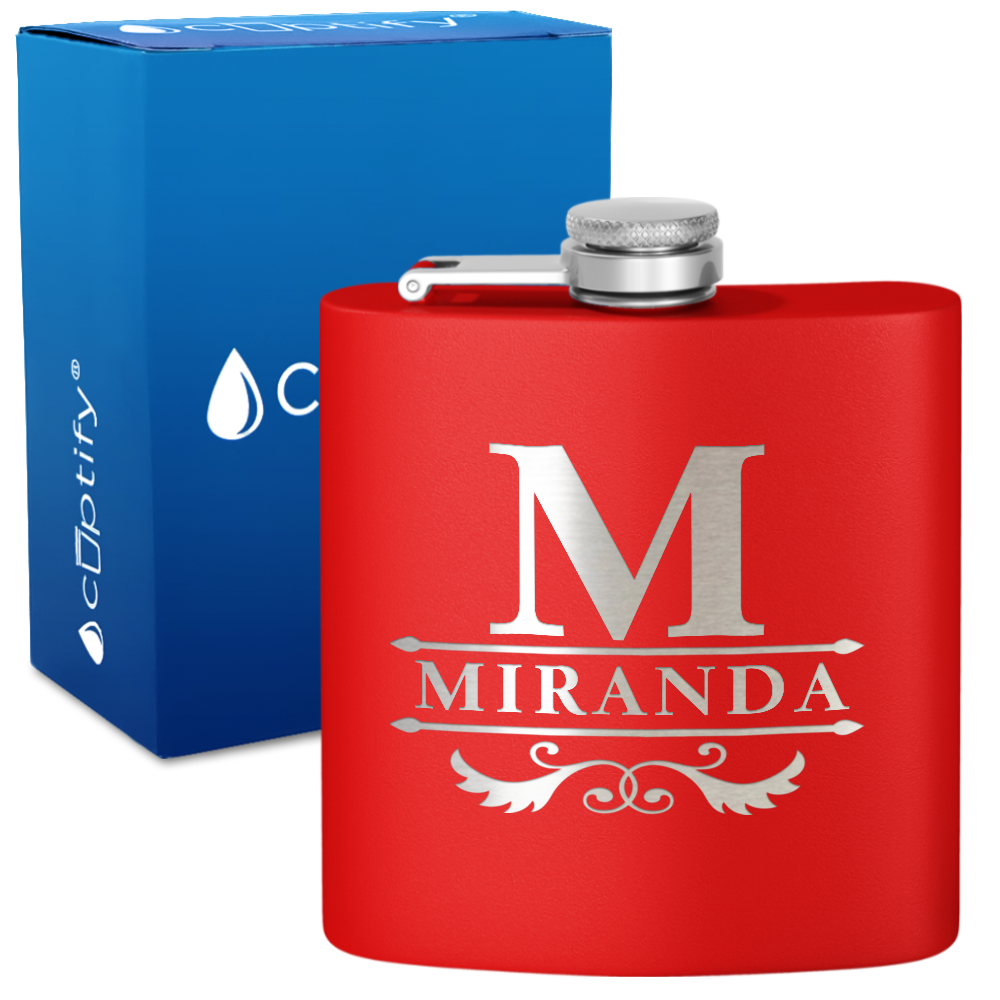 Personalized Initial Style 6oz Hip Flask