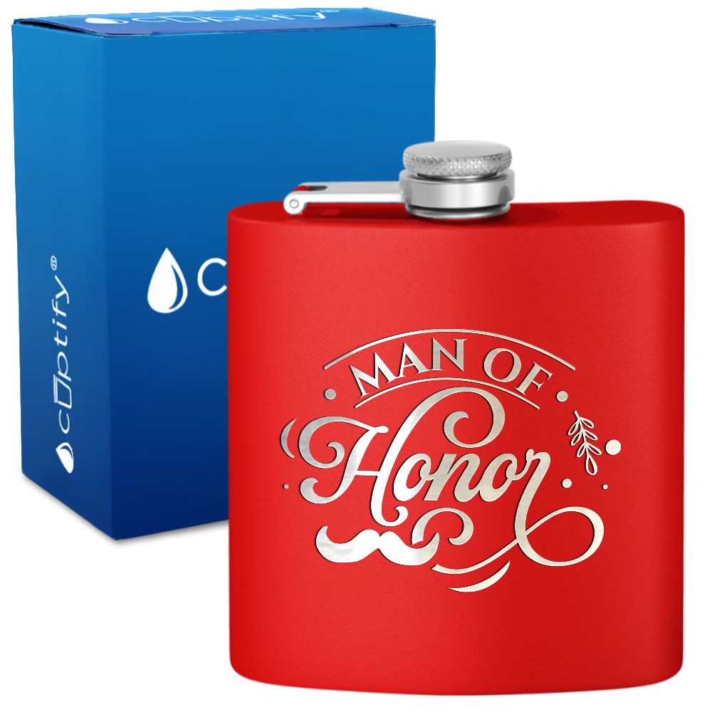 Man of Honor 6 oz Stainless Steel Hip Flask