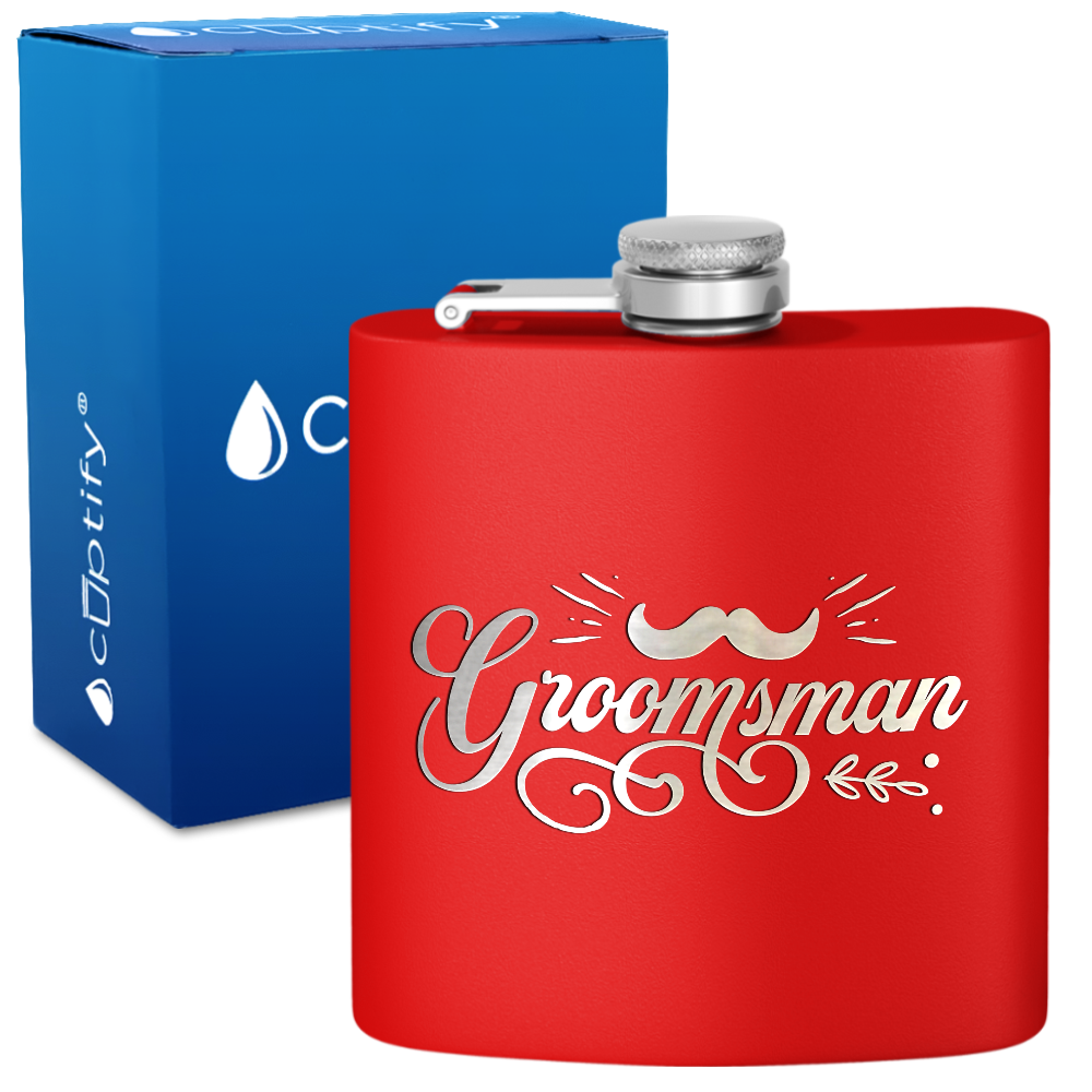 Groomsman Groovy 6 oz Stainless Steel Hip Flask