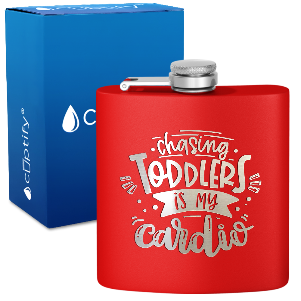 Chasing Toddlers Is My Cardio 6 oz Stainless Steel Hip Flask
