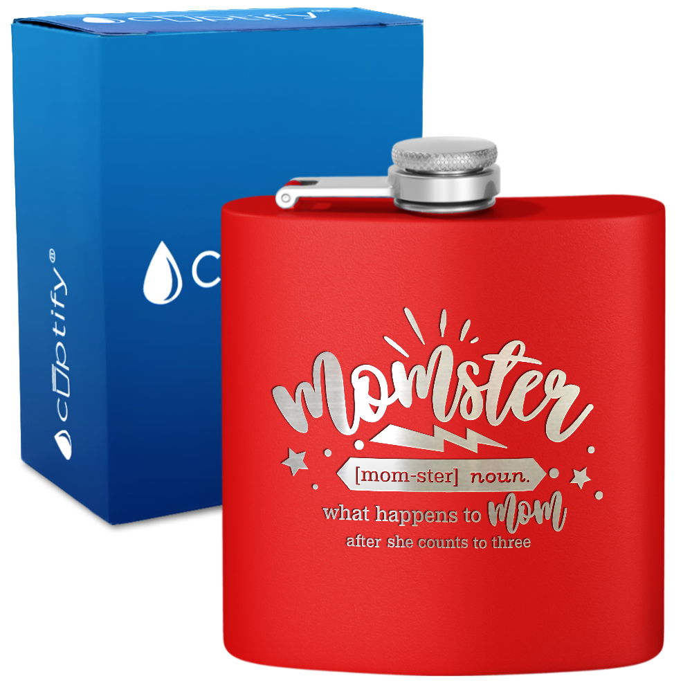 Momster 6 oz Stainless Steel Hip Flask