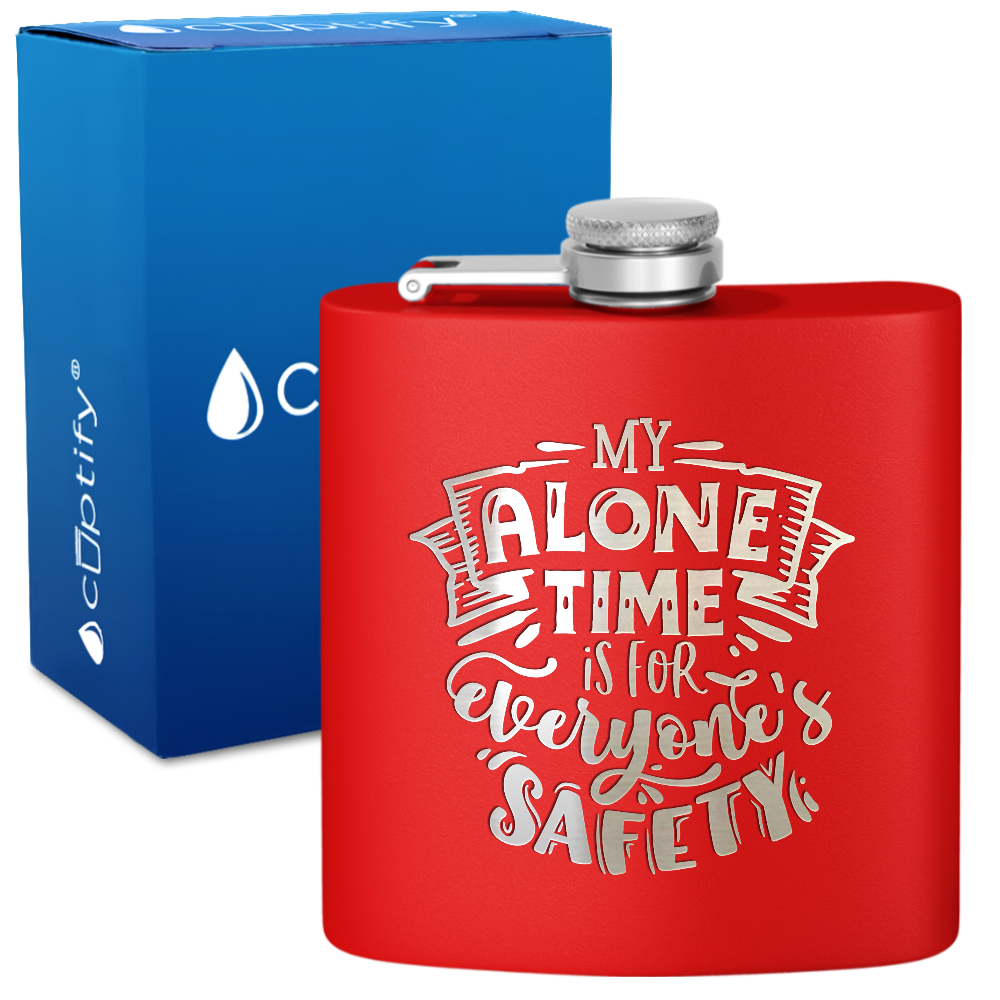 My Alone Time 6 oz Stainless Steel Hip Flask