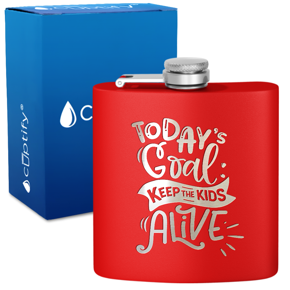 Keep The Kids Alive 6 oz Stainless Steel Hip Flask