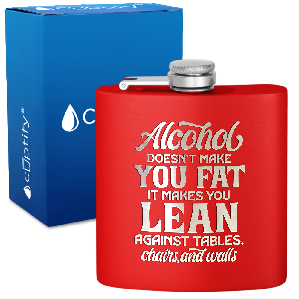 Alcohol Doesnt Make You Fat 6 oz Stainless Steel Hip Flask