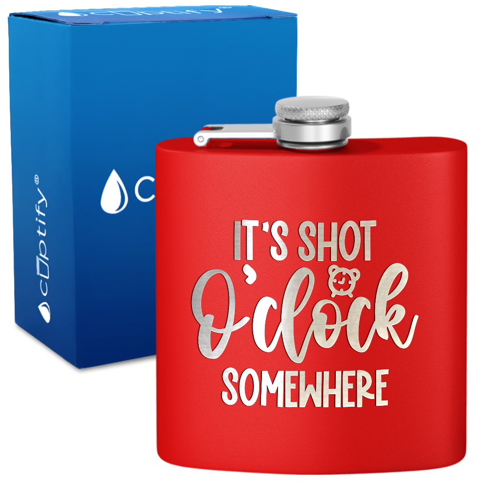 Its Shot O Clock 6 oz Stainless Steel Hip Flask